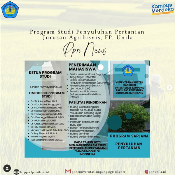 Informasi Penerimaan Mahasiswa BaruProgram Studi Penyuluhan Pertanian