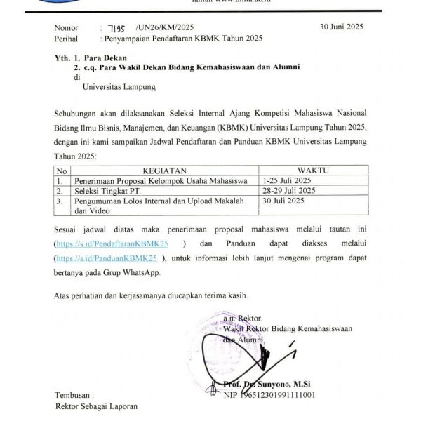 PENGUMUMAN PENDAFTARAN KMBK TAHUN 2025