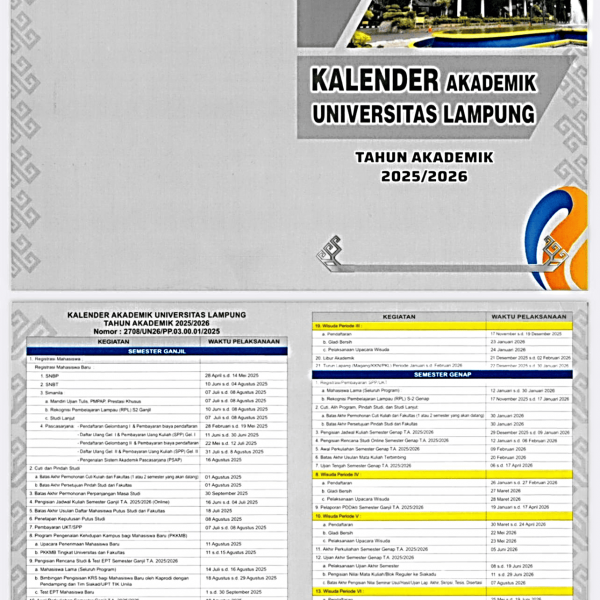 KALENDER AKADEMIK UNILA 2025/2026 SUDAH TERBIT!